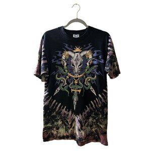 Vintage 1994 Liquid Blue Ian Bohorquez Goat Skull/Snake Tie Dye Shirt Size Large